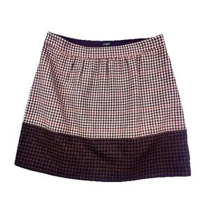 J. Crew Houndstooth Color-block Wool Blend Mini Pencil Skirt Academia Women’s 10